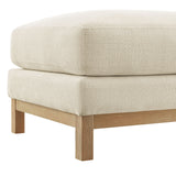 Fern Fabric Ottoman in Ivory