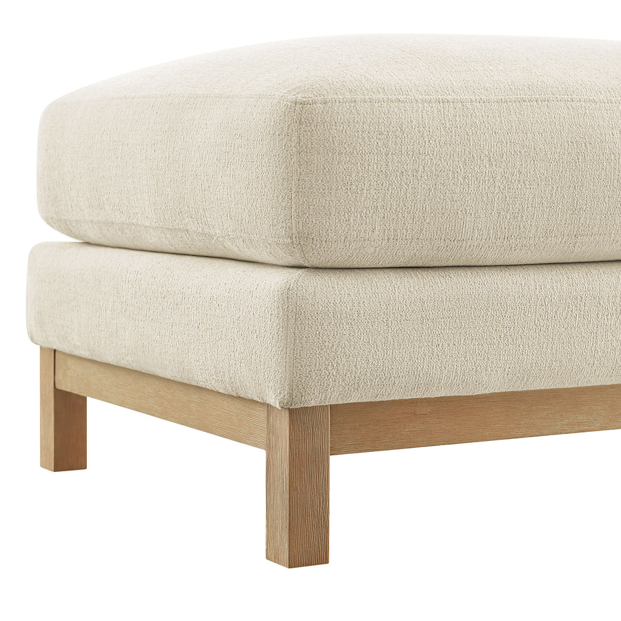 Fern Fabric Ottoman in Ivory