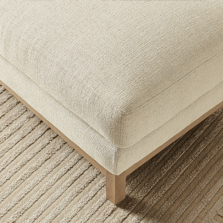 Fern Fabric Ottoman in Ivory
