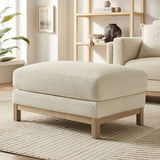 Fern Fabric Ottoman in Ivory