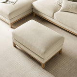 Fern Fabric Ottoman in Ivory