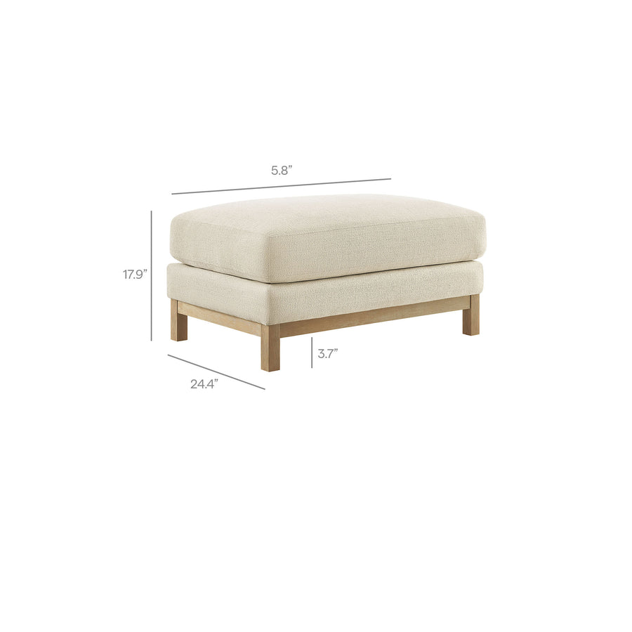 Fern Fabric Ottoman in Ivory