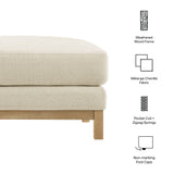 Fern Fabric Ottoman in Ivory