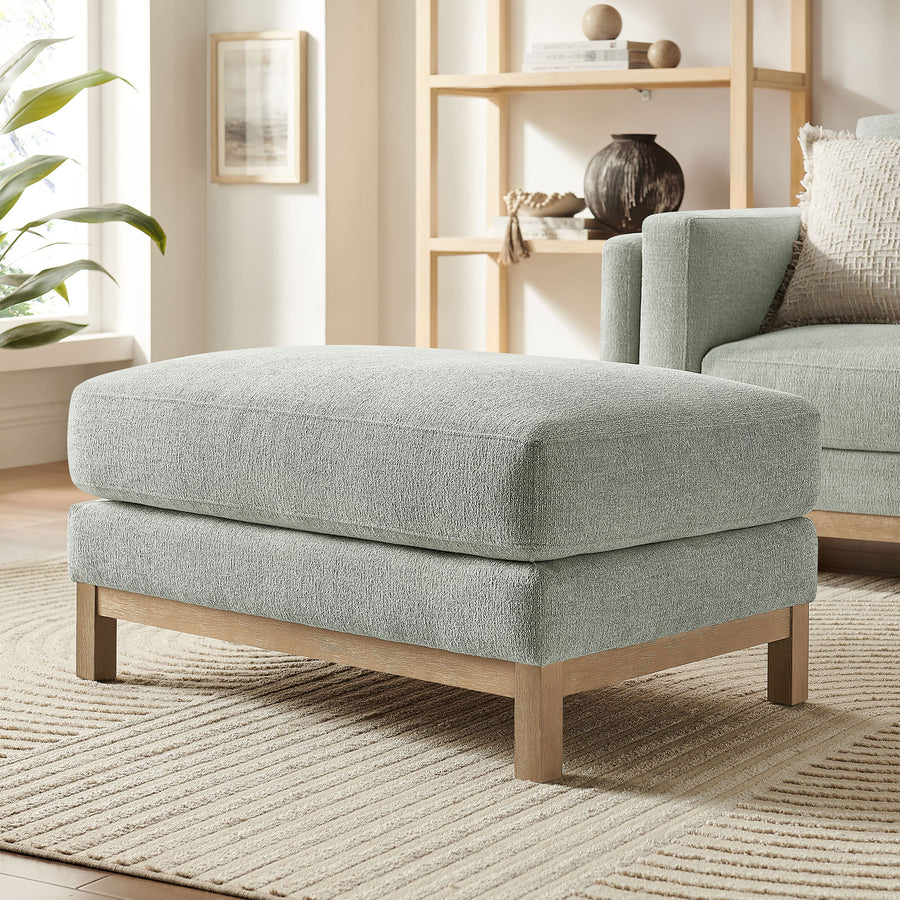 Fern Fabric Ottoman in Mist