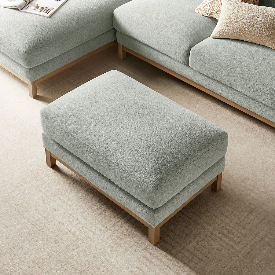 Fern Fabric Ottoman in Mist