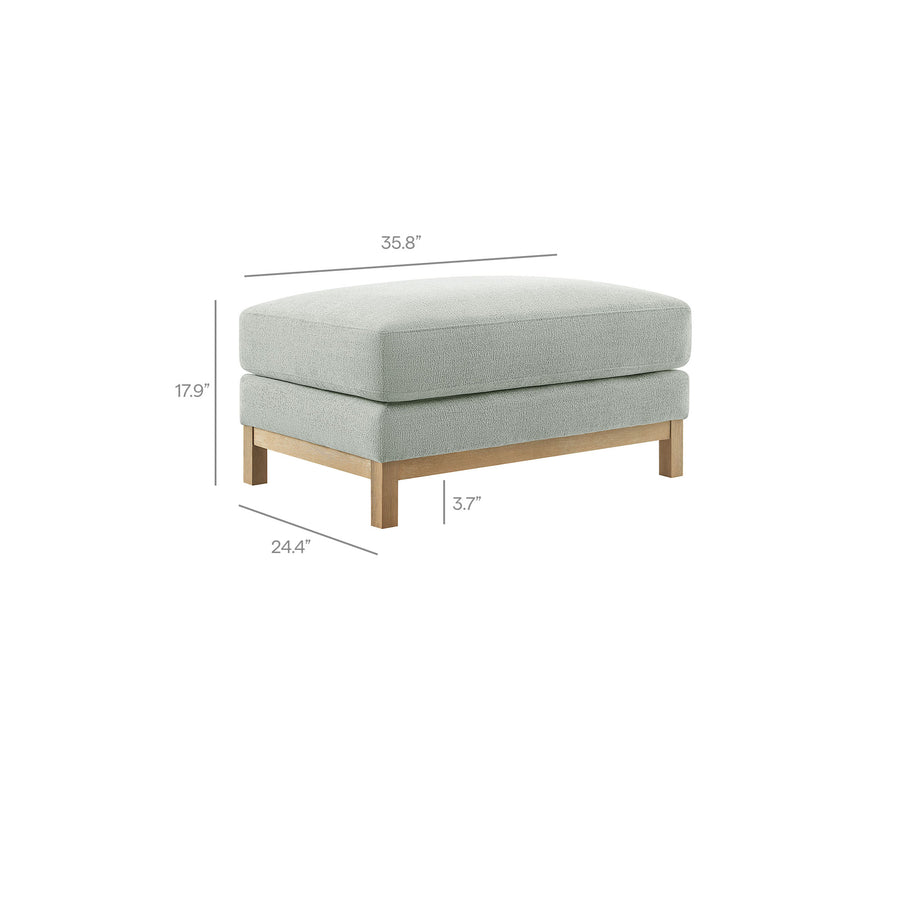 Fern Fabric Ottoman in Mist
