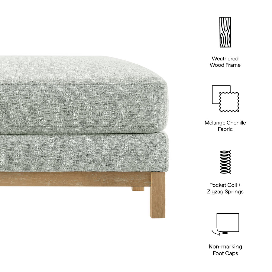 Fern Fabric Ottoman in Mist