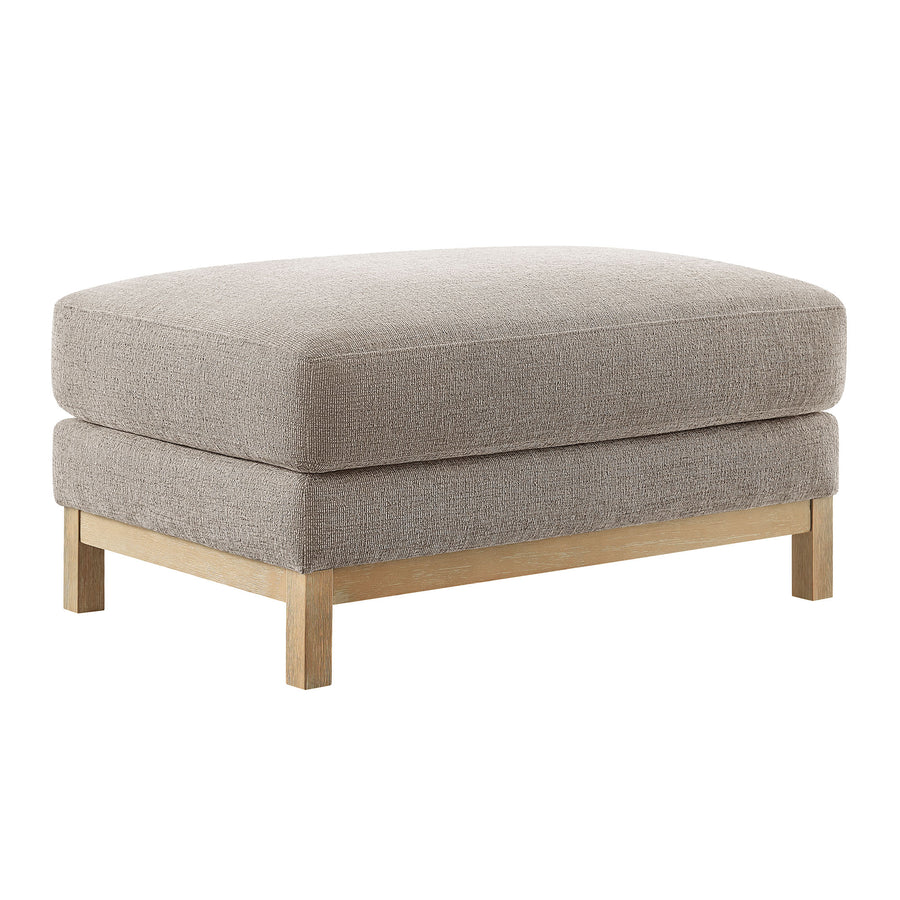 Fern Fabric Ottoman in Pewter