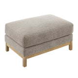 Fern Fabric Ottoman in Pewter