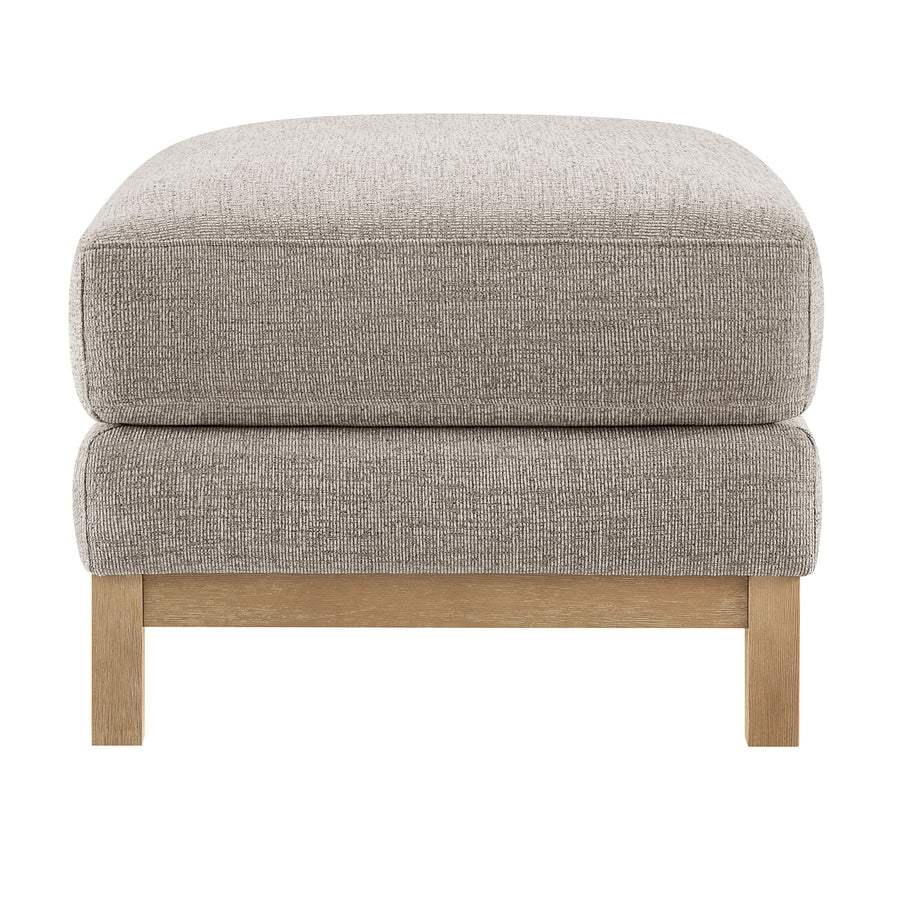 Fern Fabric Ottoman in Pewter