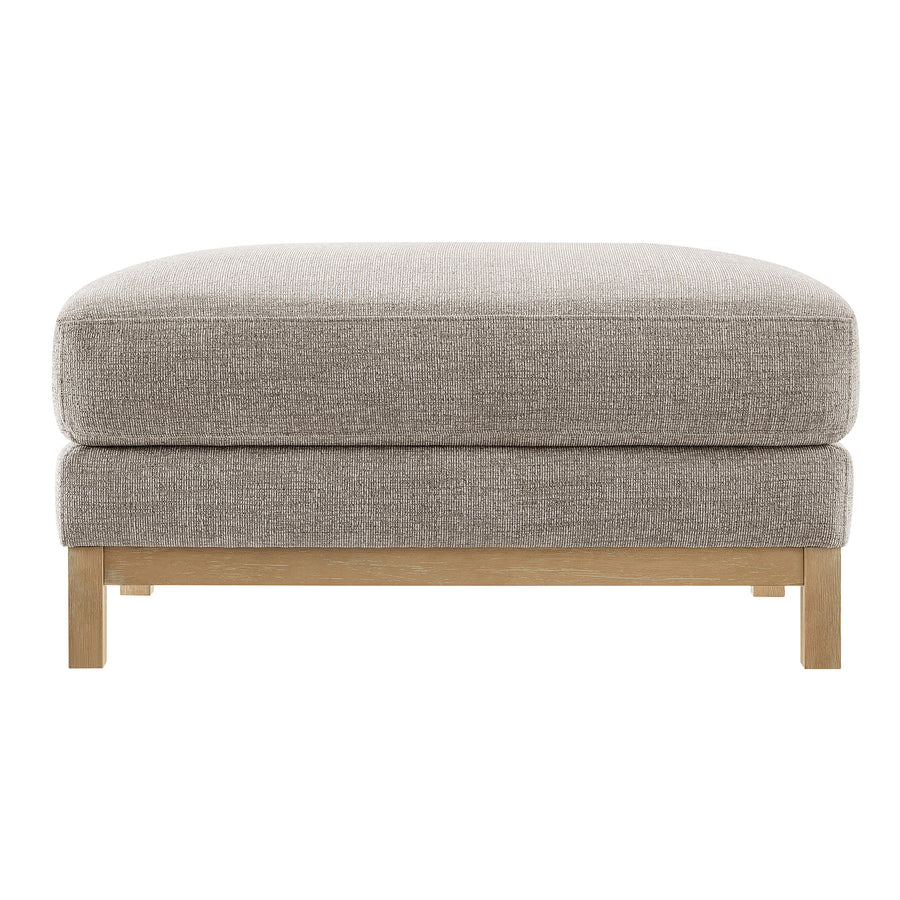 Fern Fabric Ottoman in Pewter