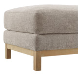 Fern Fabric Ottoman in Pewter