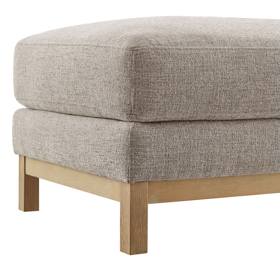Fern Fabric Ottoman in Pewter