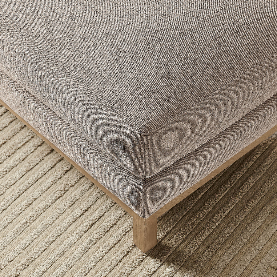 Fern Fabric Ottoman in Pewter