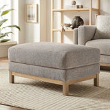 Fern Fabric Ottoman in Pewter