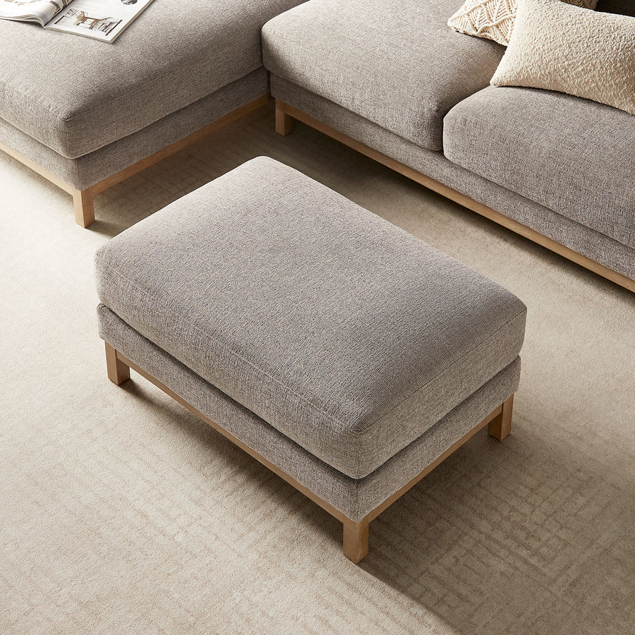 Fern Fabric Ottoman in Pewter