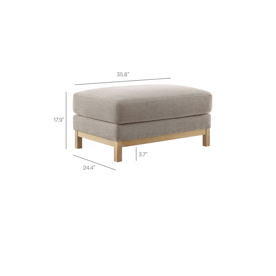 Fern Fabric Ottoman in Pewter