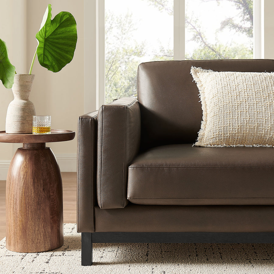 Fern 81 inch Vegan Leather Sofa in Espresso