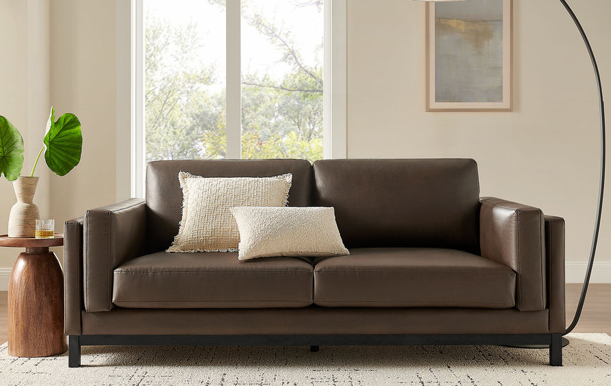 Fern 81 inch Vegan Leather Sofa in Espresso