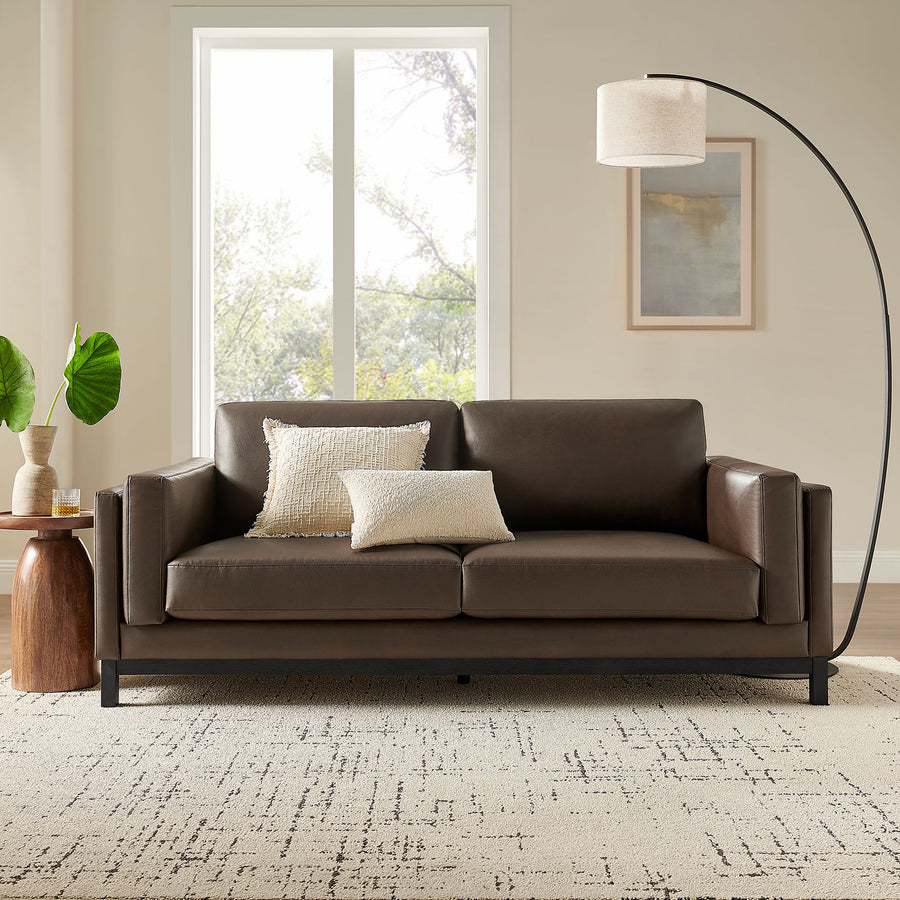 Fern 81 inch Vegan Leather Sofa in Espresso