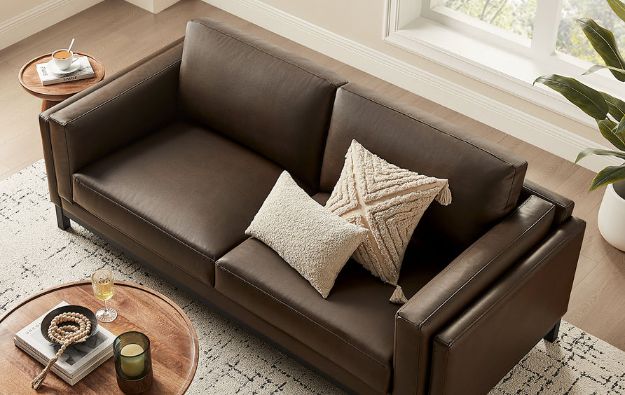 Fern 81 inch Vegan Leather Sofa in Espresso