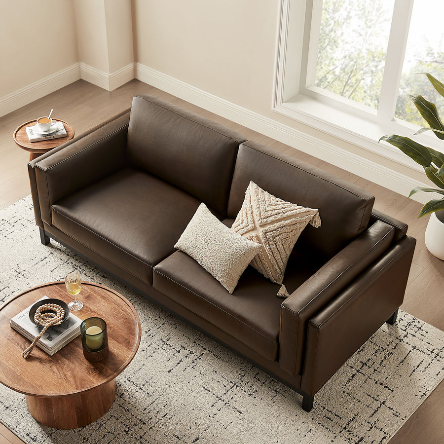 Fern 81 inch Vegan Leather Sofa in Espresso