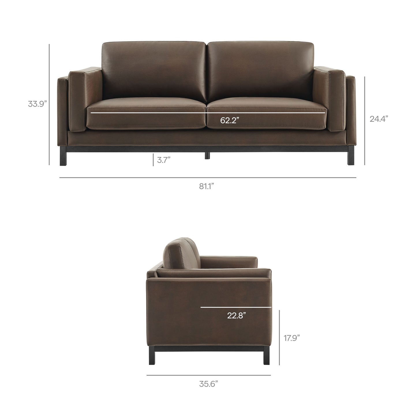 Roscoe 81 inch Vegan Leather Sofa by Furniture For America