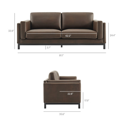 Roscoe 81 inch Vegan Leather Sofa by Furniture For America