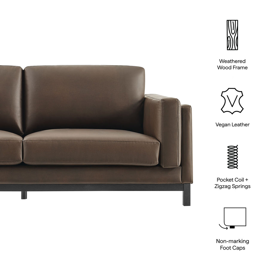 Fern 81 inch Vegan Leather Sofa in Espresso