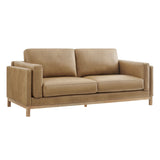 Fern 81 inch Vegan Leather Sofa in Toast