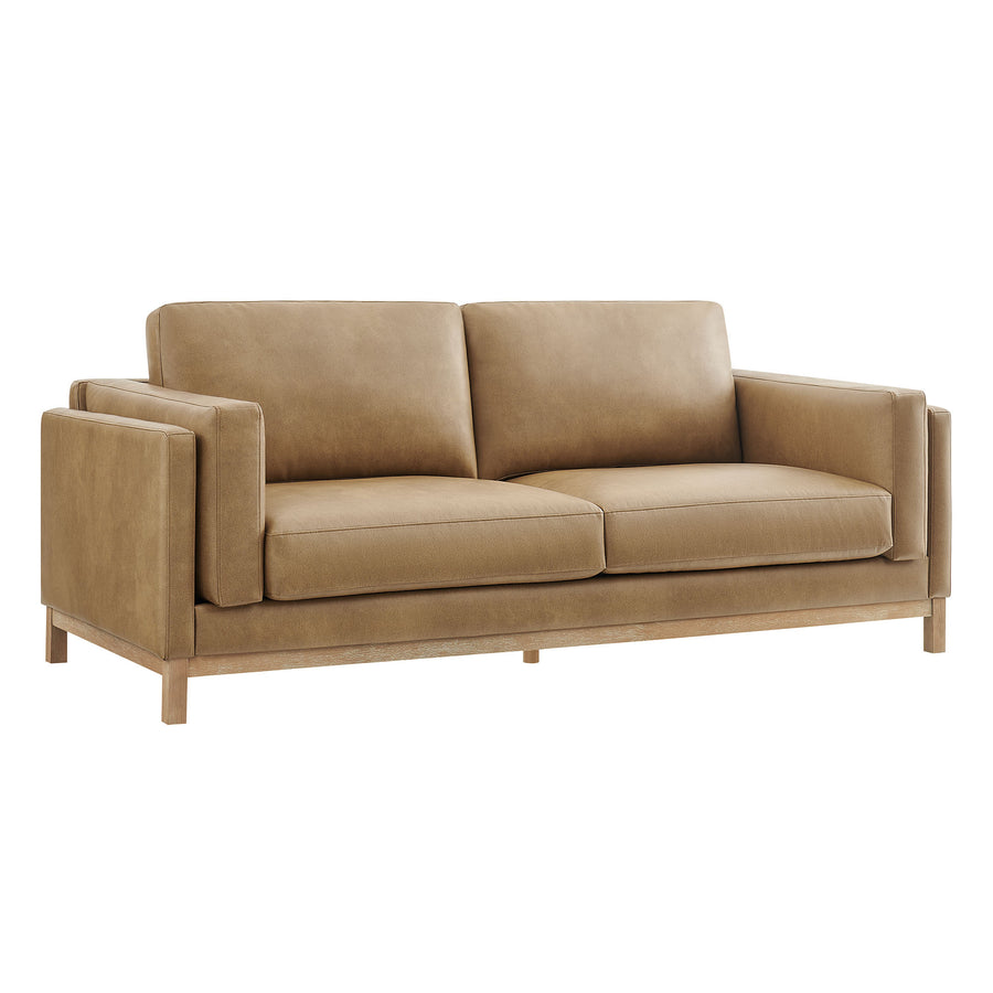 Fern 81 inch Vegan Leather Sofa in Toast