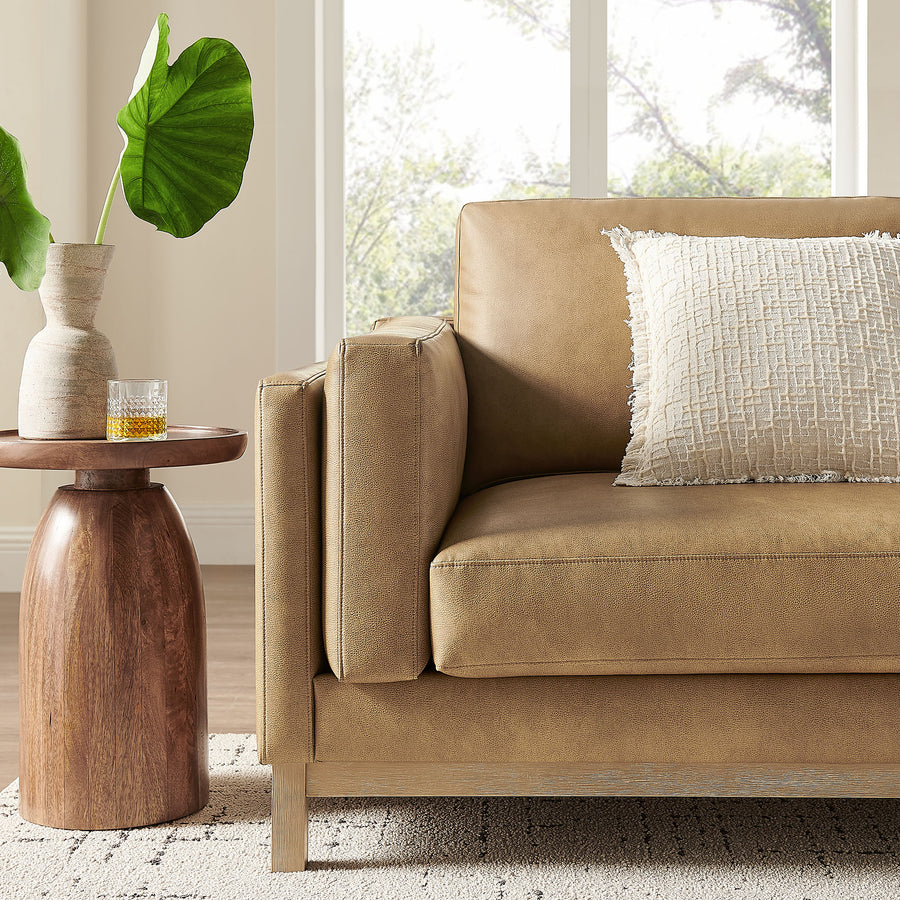 Fern 81 inch Vegan Leather Sofa in Toast
