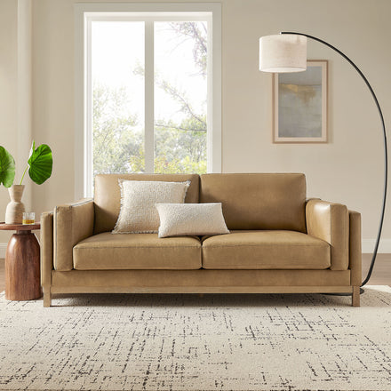 Roscoe 81 inch Vegan Leather Sofa in Toast