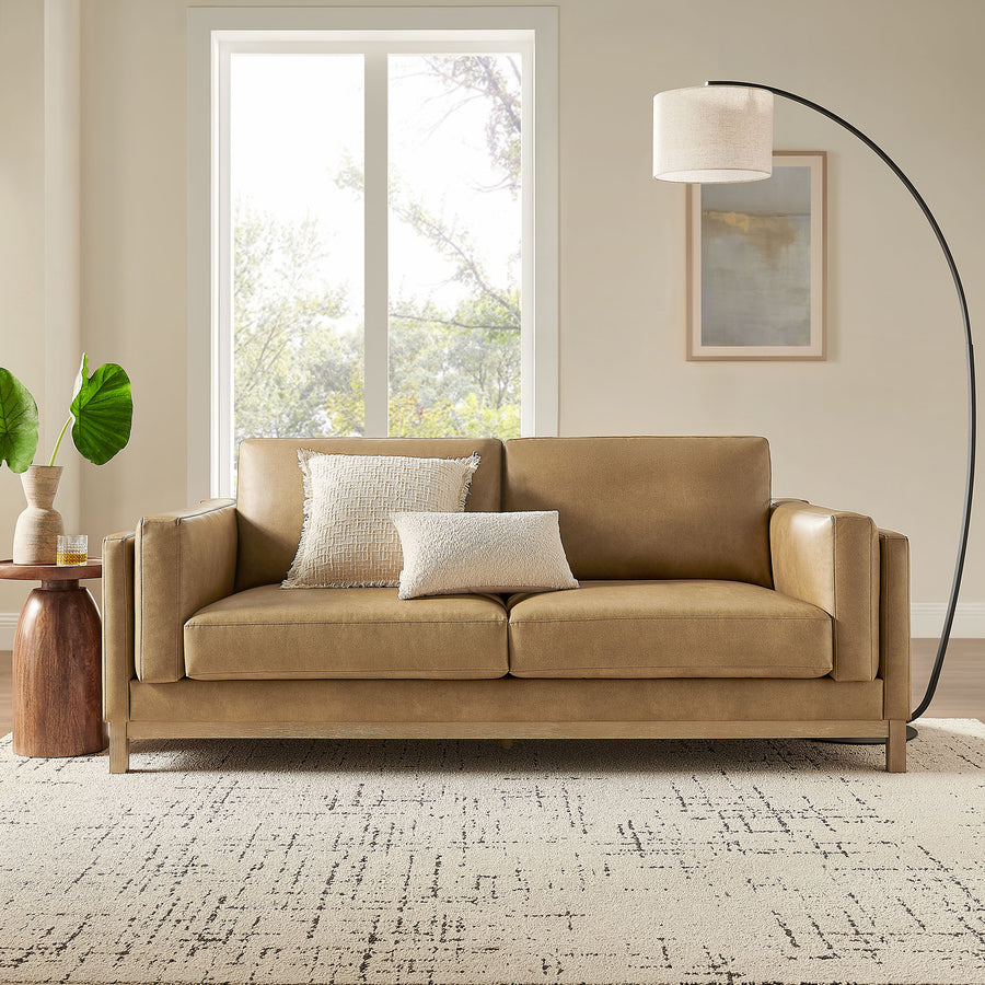 Fern 81 inch Vegan Leather Sofa in Toast