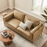 Fern 81 inch Vegan Leather Sofa in Toast