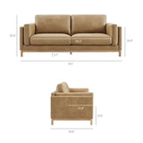 Fern 81 inch Vegan Leather Sofa in Toast