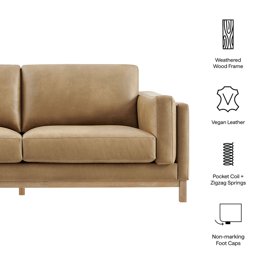 Fern 81 inch Vegan Leather Sofa in Toast