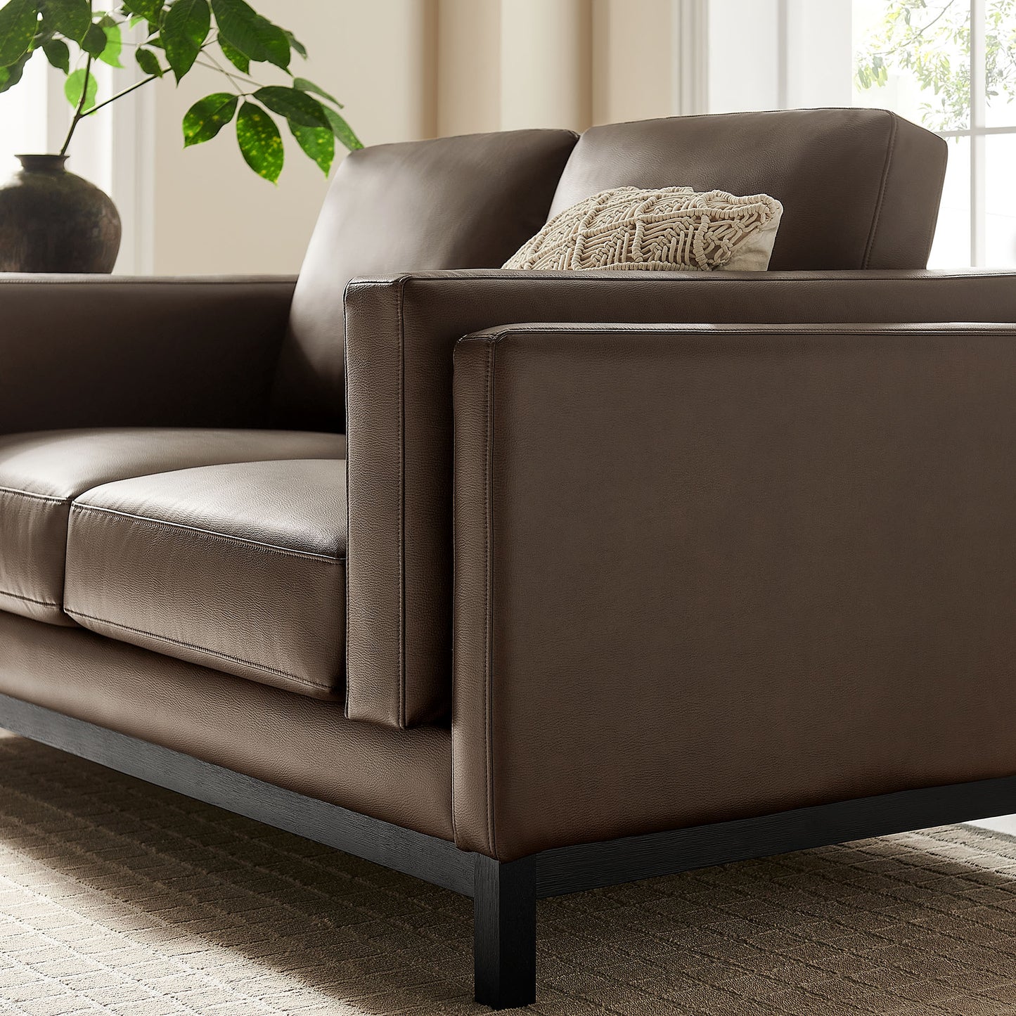 Roscoe 63 inch Vegan Leather Loveseat by Furniture for America