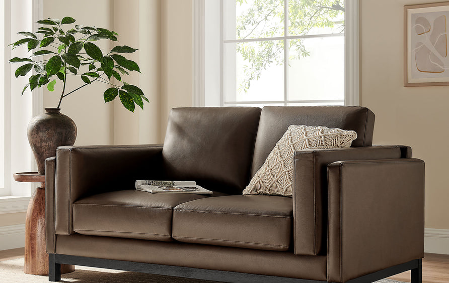 Fern 63 inch Vegan Leather Loveseat in Espresso