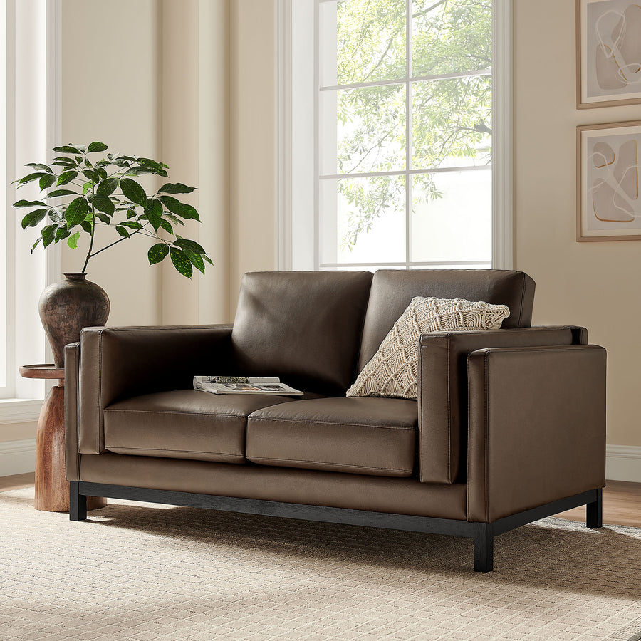 Fern 63 inch Vegan Leather Loveseat in Espresso