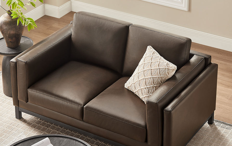 Fern 63 inch Vegan Leather Loveseat in Espresso