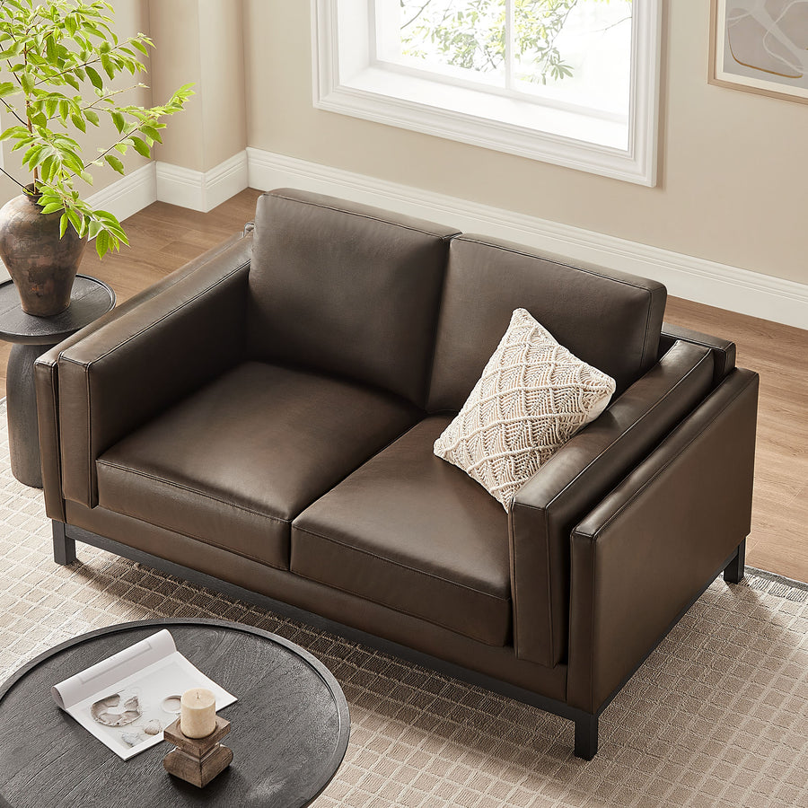 Fern 63 inch Vegan Leather Loveseat in Espresso