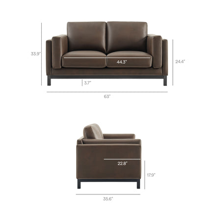Roscoe 63 inch Vegan Leather Loveseat in Espresso