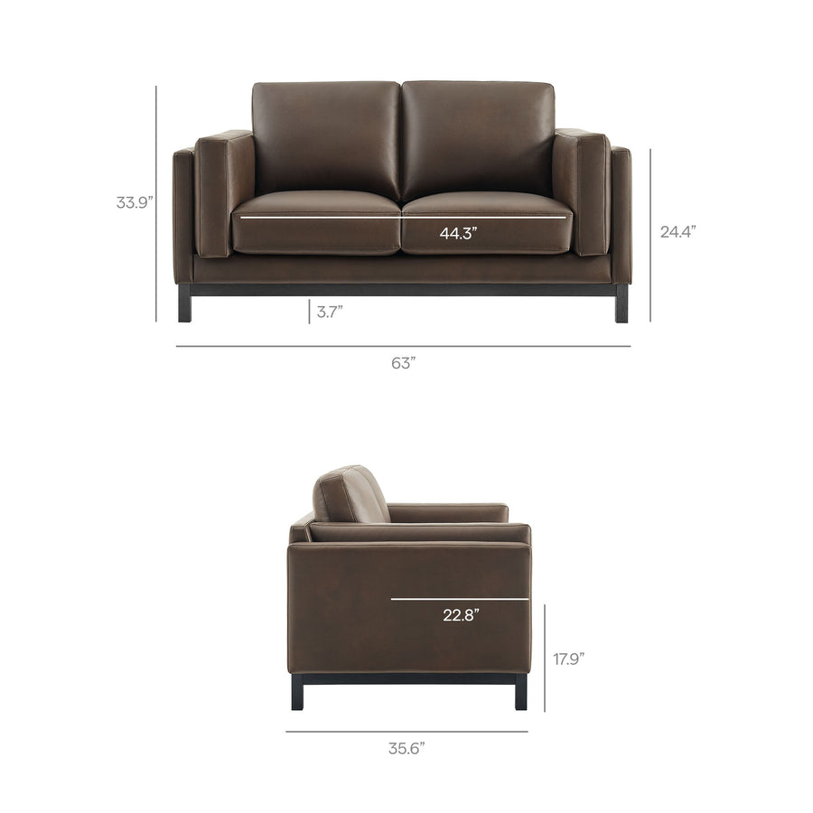 Fern 63 inch Vegan Leather Loveseat in Espresso