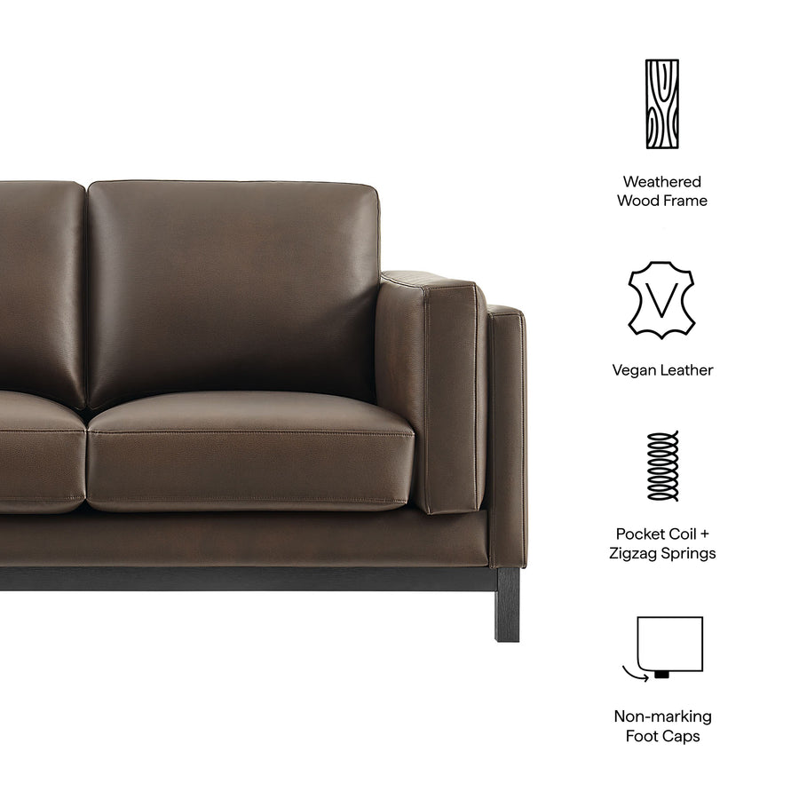 Fern 63 inch Vegan Leather Loveseat in Espresso