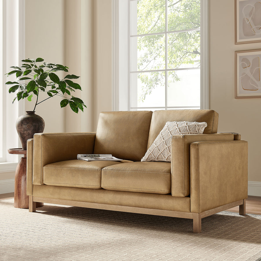 Fern 63 inch Vegan Leather Loveseat in Toast