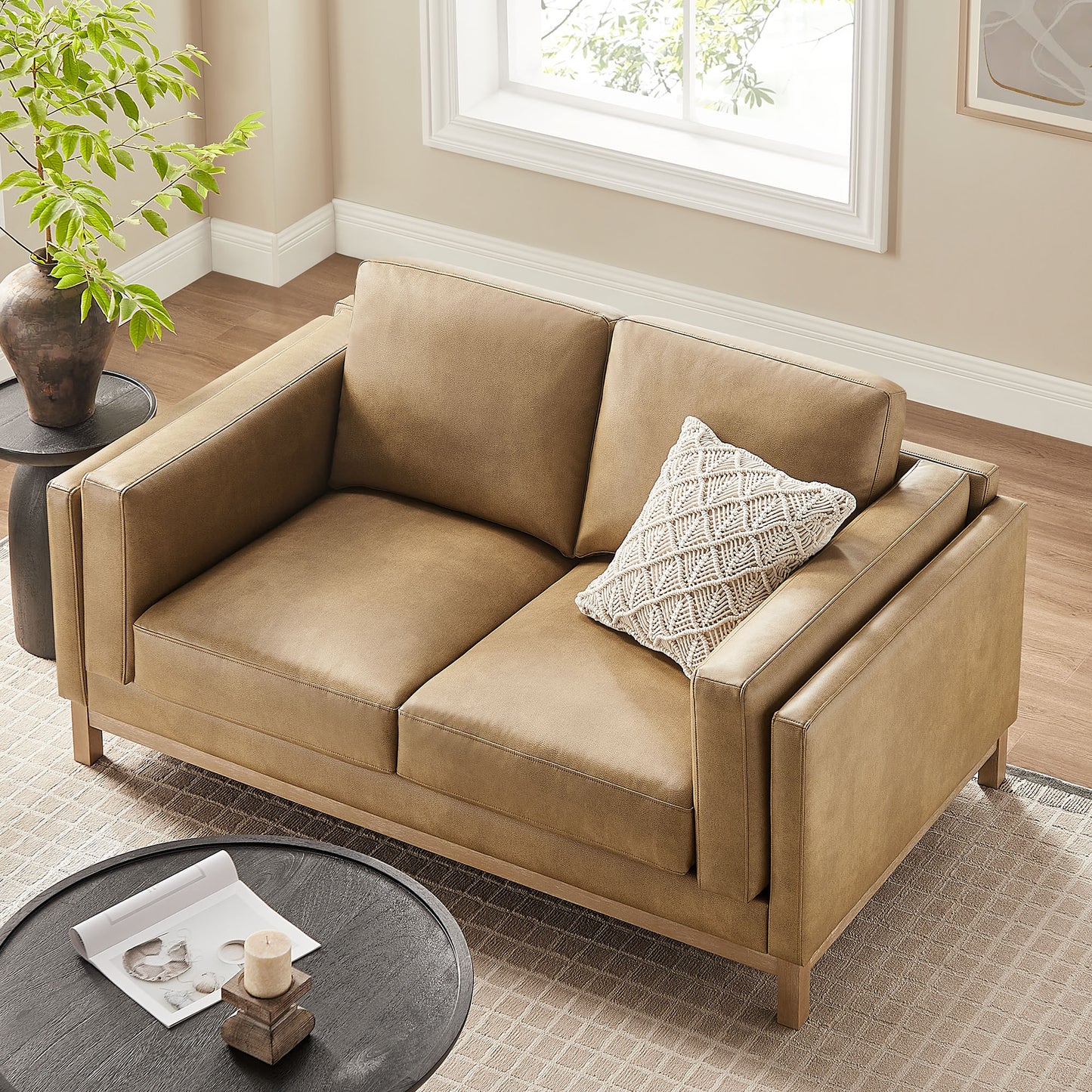 Roscoe 63 inch Vegan Leather Loveseat by Furniture for America