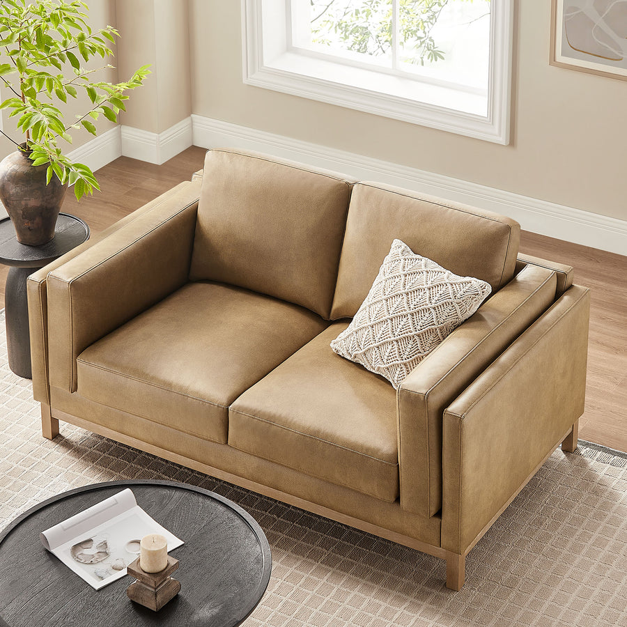 Fern 63 inch Vegan Leather Loveseat in Toast