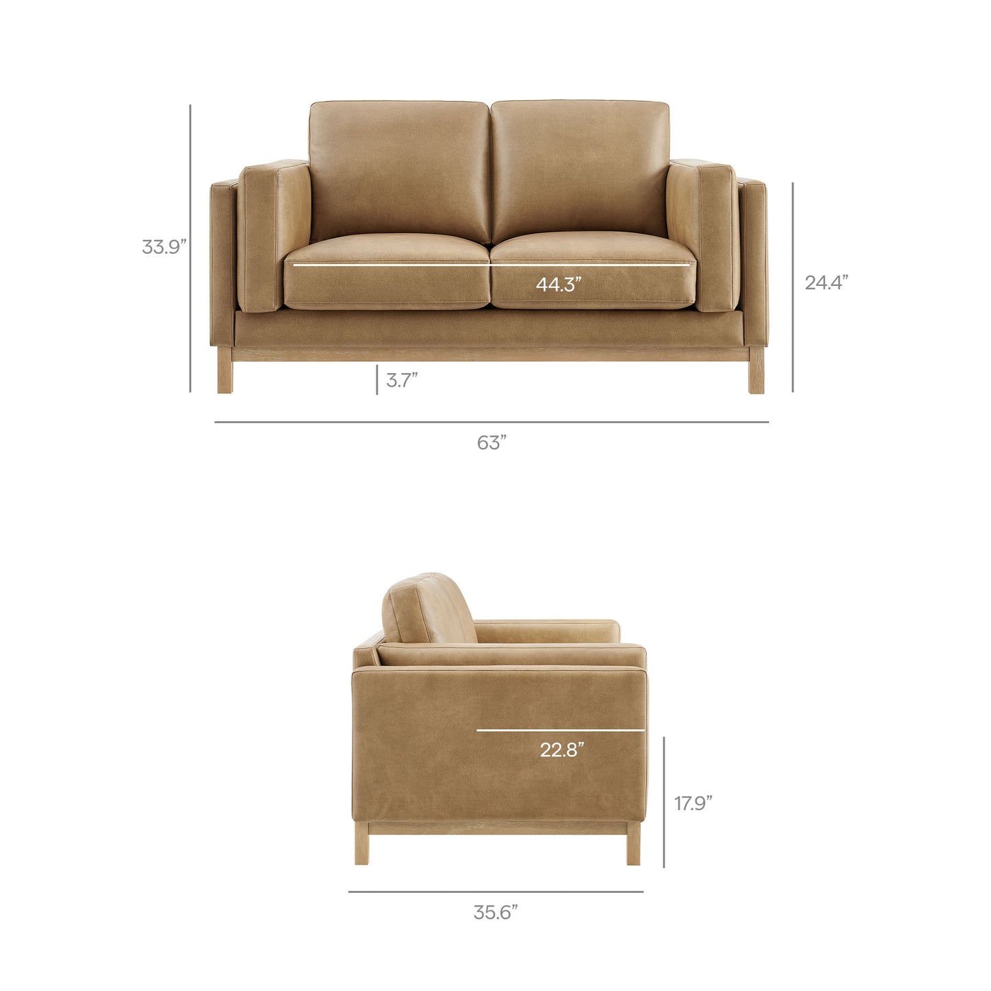 Roscoe 63 inch Vegan Leather Loveseat by Furniture for America