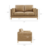 Fern 63 inch Vegan Leather Loveseat in Toast